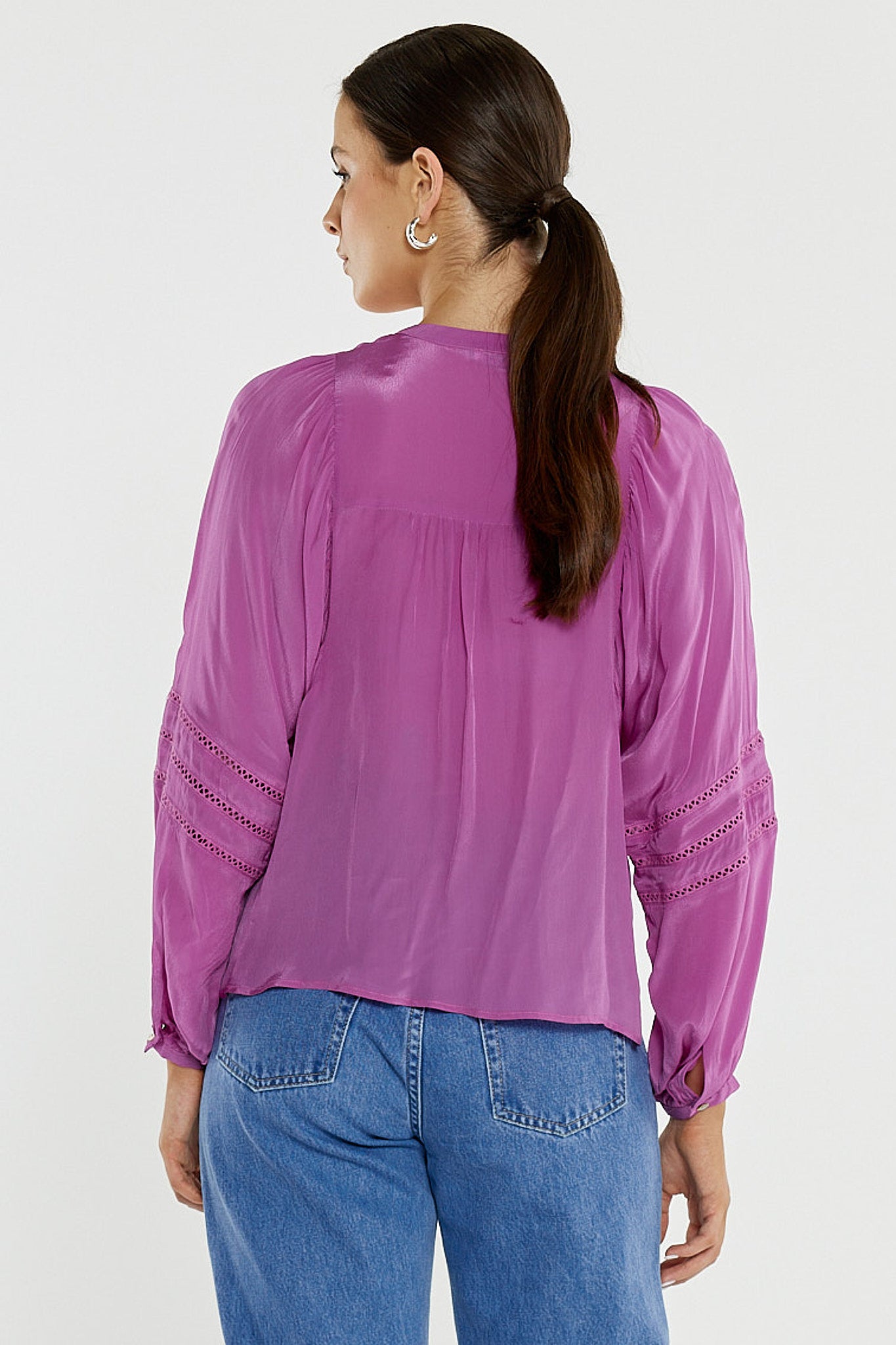Nic Trim Blouse Fuschia