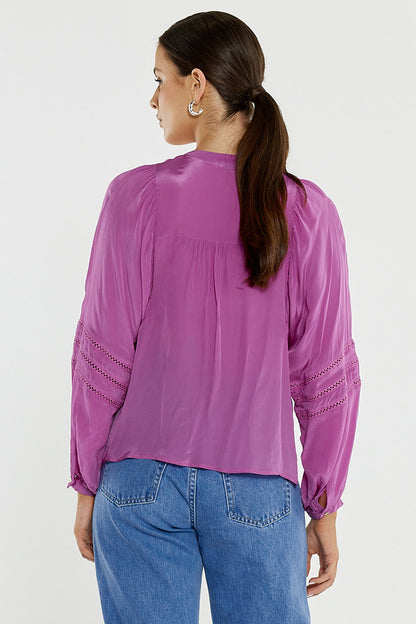 Nic Trim Blouse Fuschia