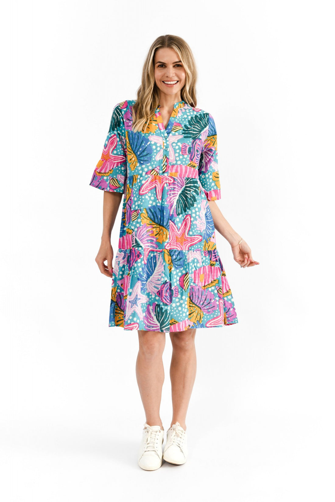 Starfish 2 - Maya button v Neck dress
