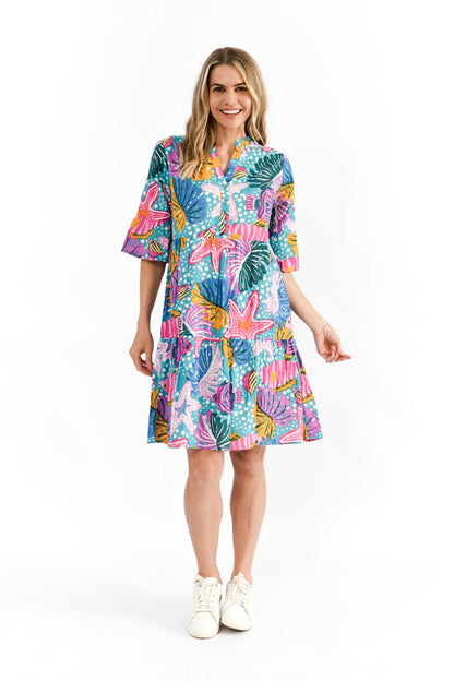 Starfish 2 - Maya button v Neck dress