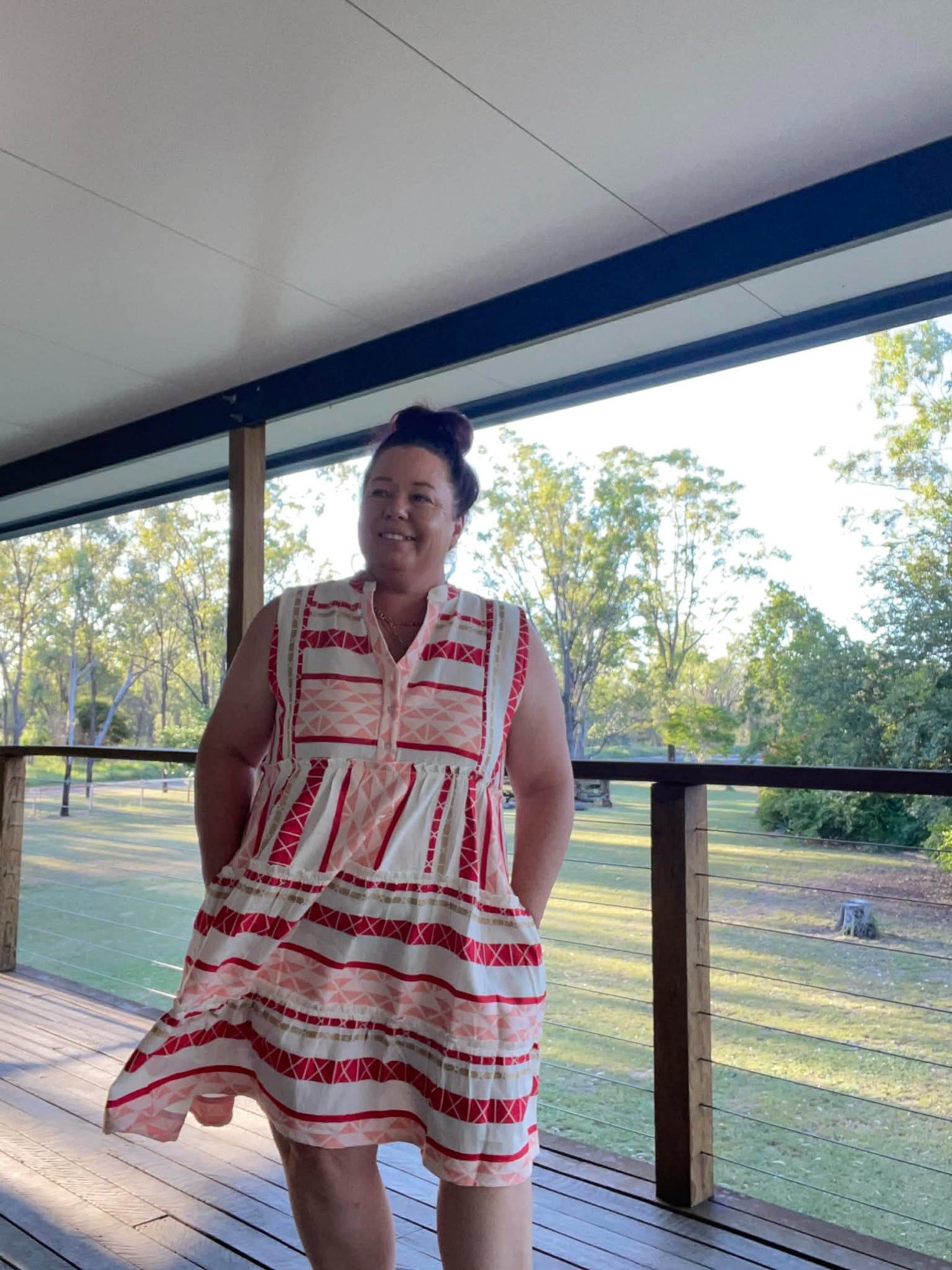 Red and Pink Jacquard Dress 