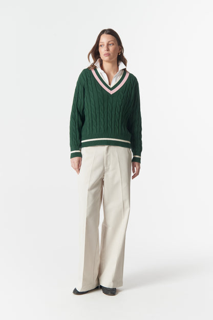 Cheeky Deep V Knit lush green