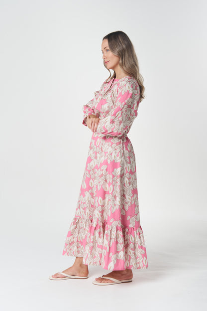 Coastal Cotton Skirt - flamingo flower