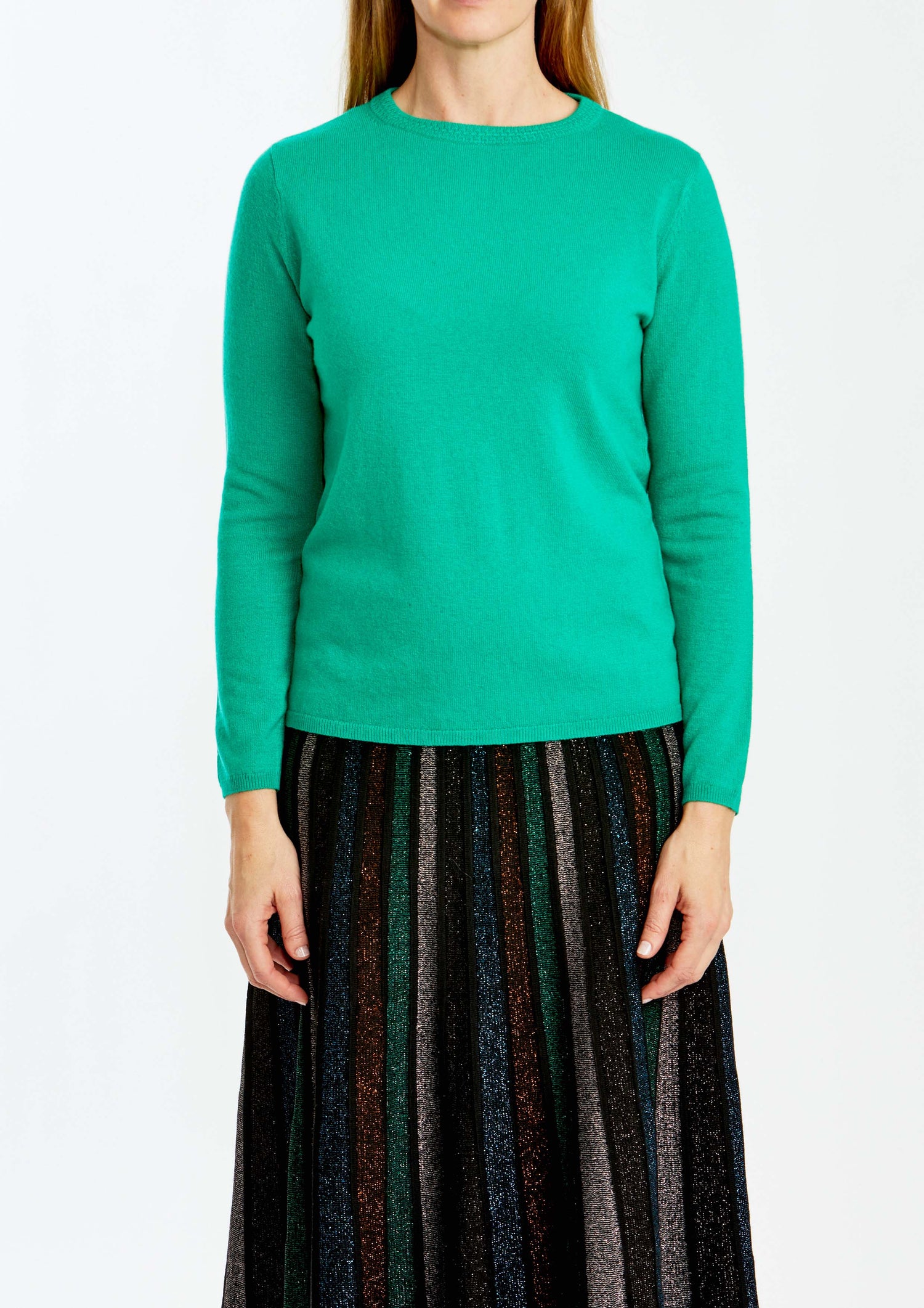 Back button pullover emerald P565025