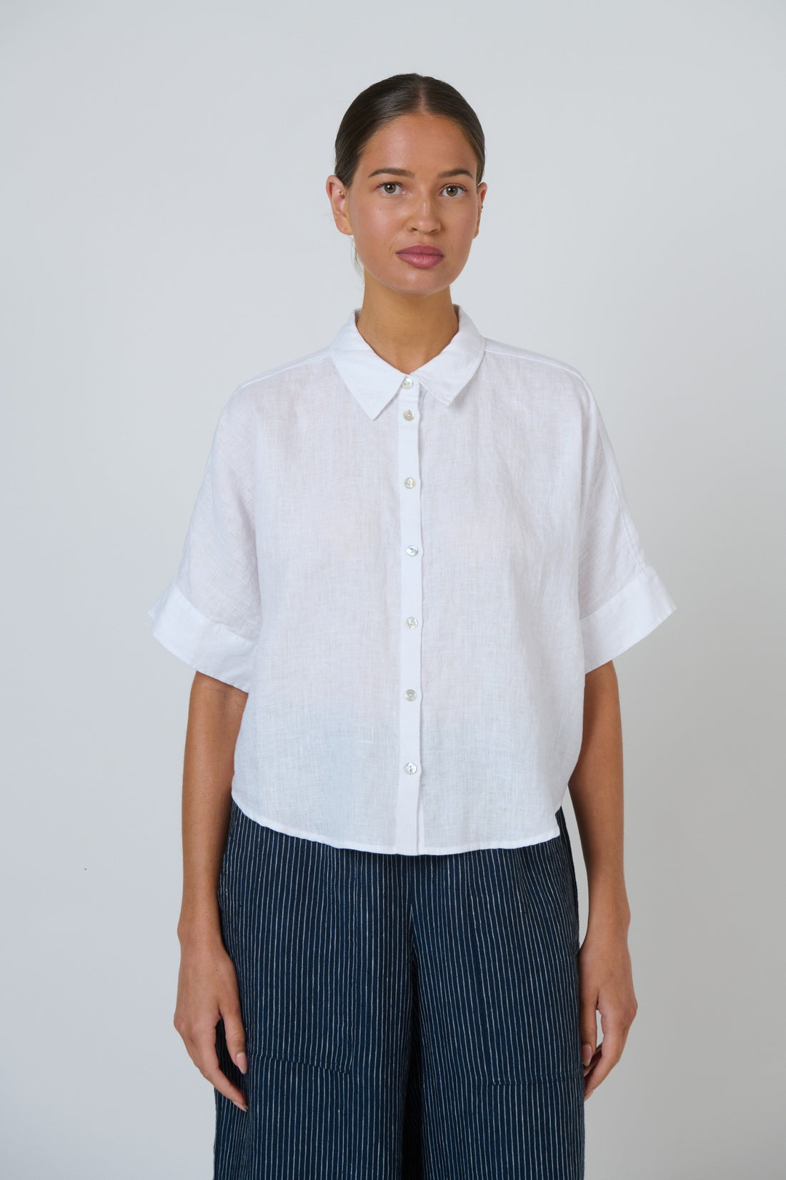 Evie linen top - white
