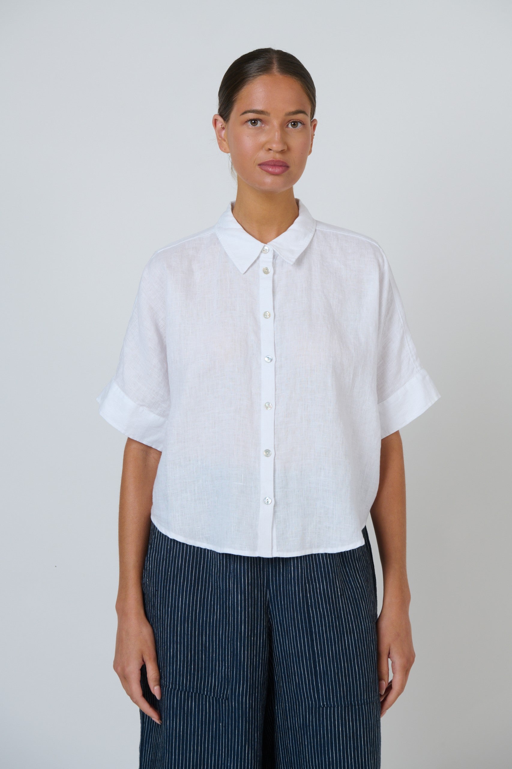 Evie linen top - white
