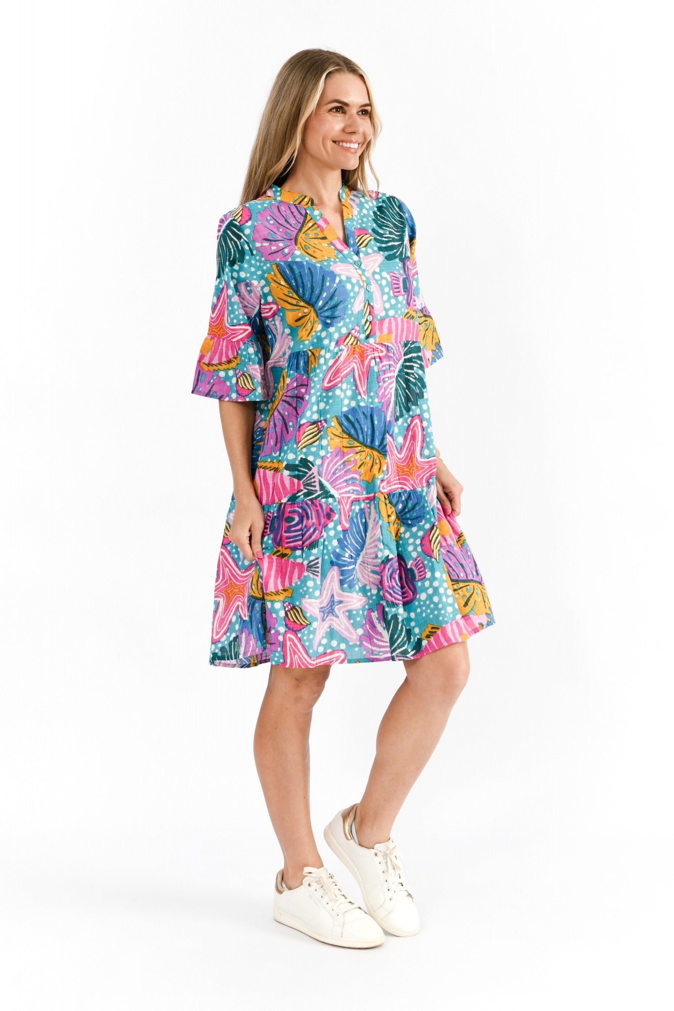Starfish 2 - Maya button v Neck dress