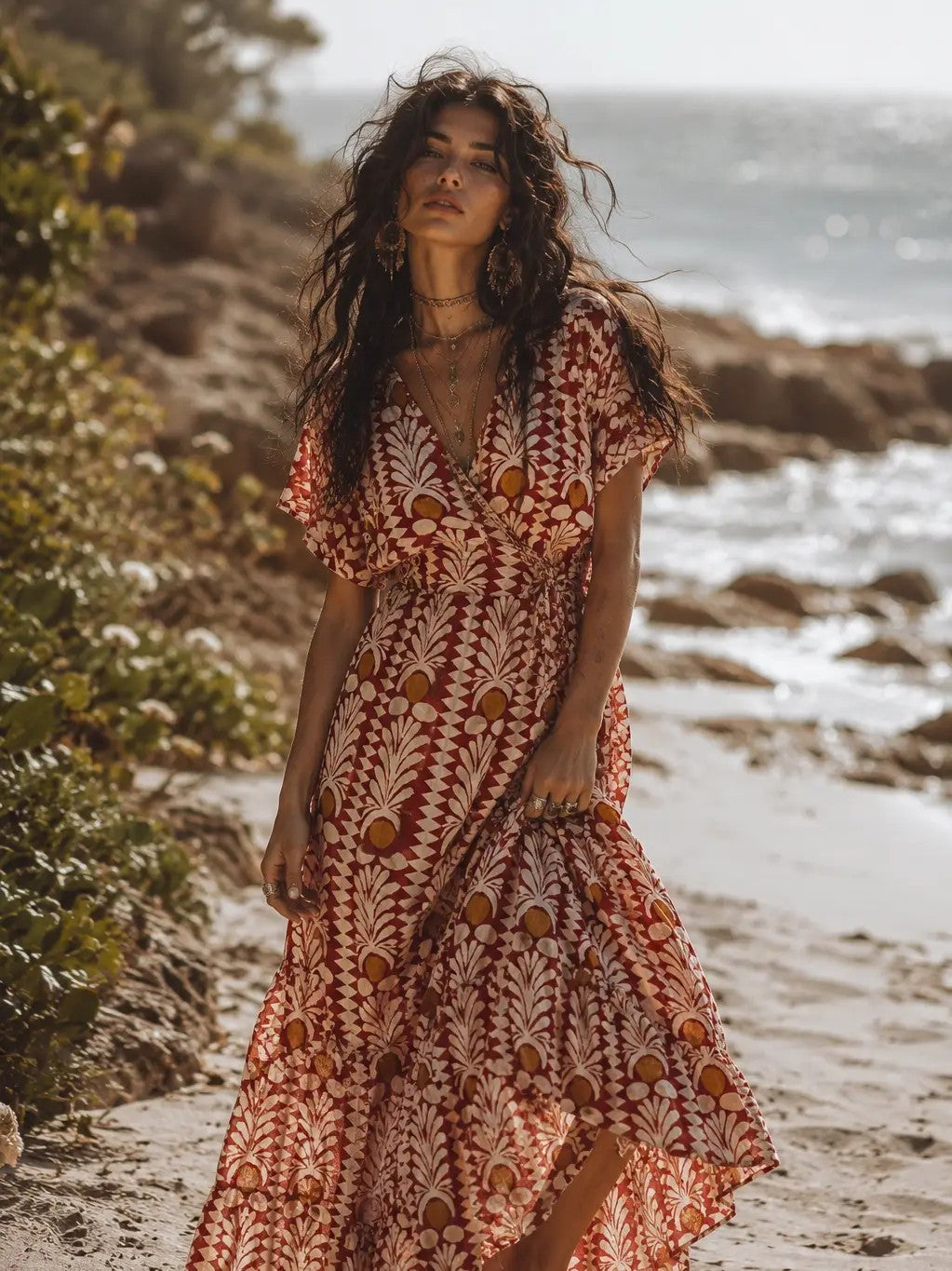 Coral Wrap Dress