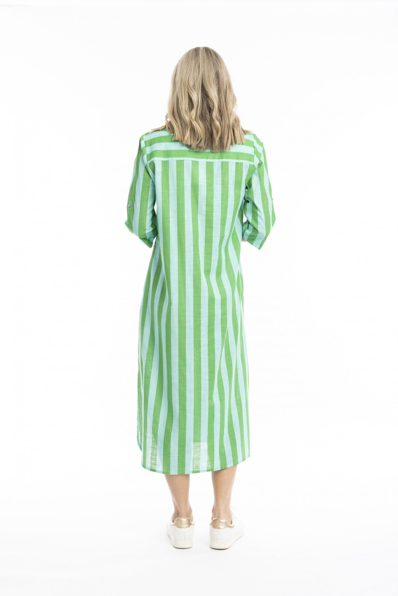 Green aqua stripe - sofia shirt dress
