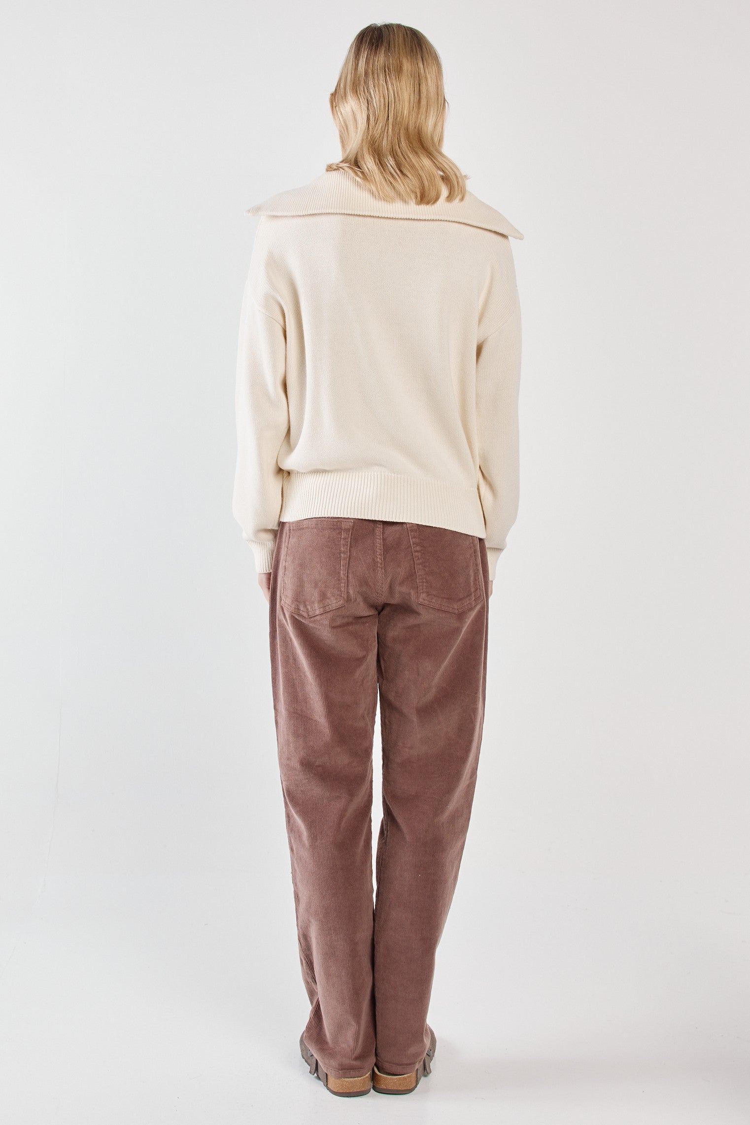 Esti Pointelle Zip-up Knit cream