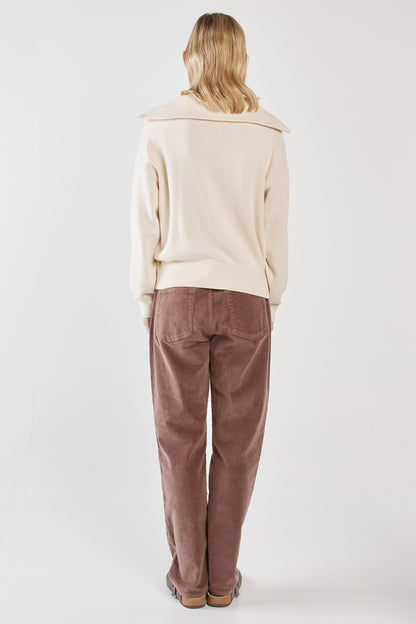 Esti Pointelle Zip-up Knit cream