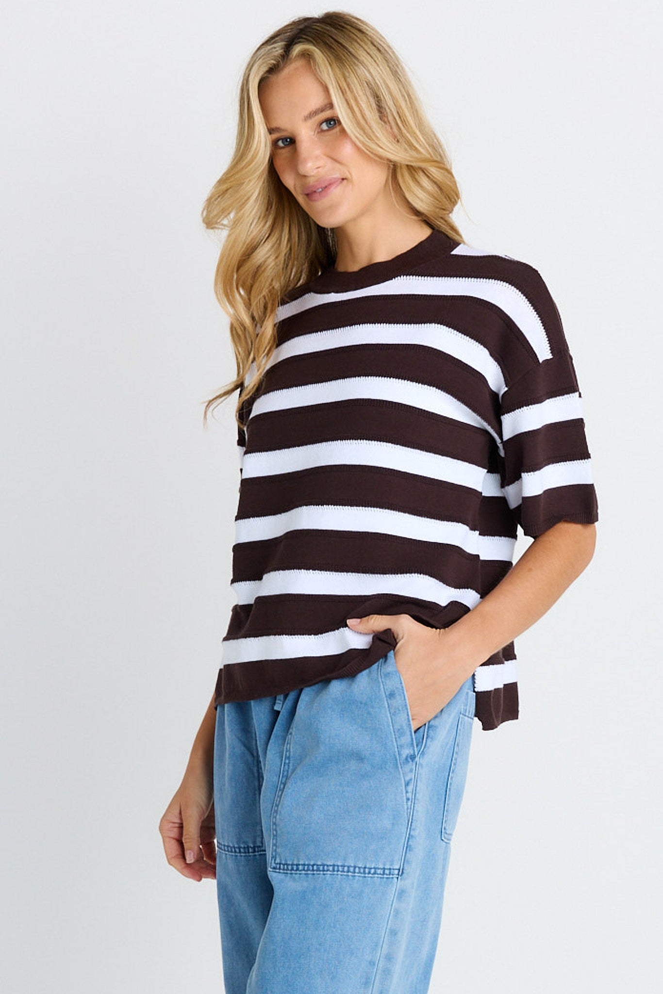 Libby Boxy Top - chocolate stripe