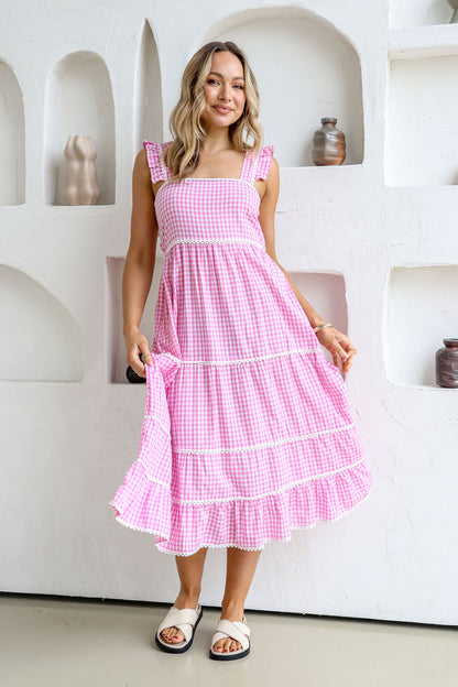 Pink Lemonade gingham cotton dress