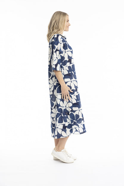 Cutout flowers navy - Sofia shirt dress