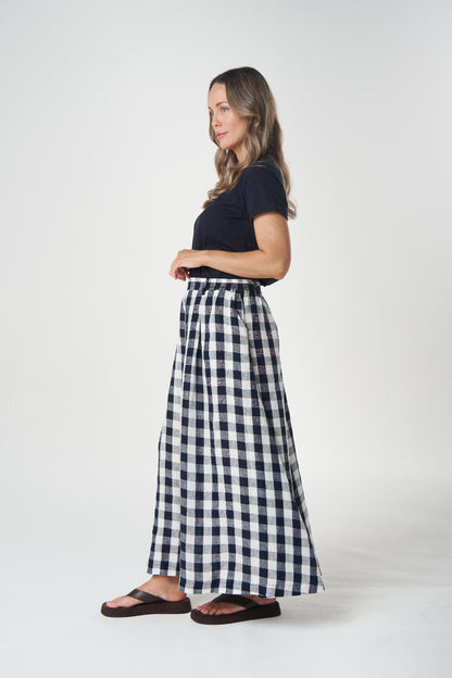 Field Maxi Gingham Skirt - navy