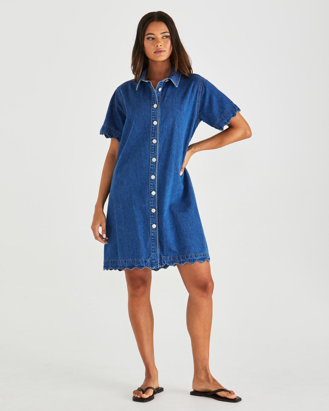 Vale Scalloped Denim Dress