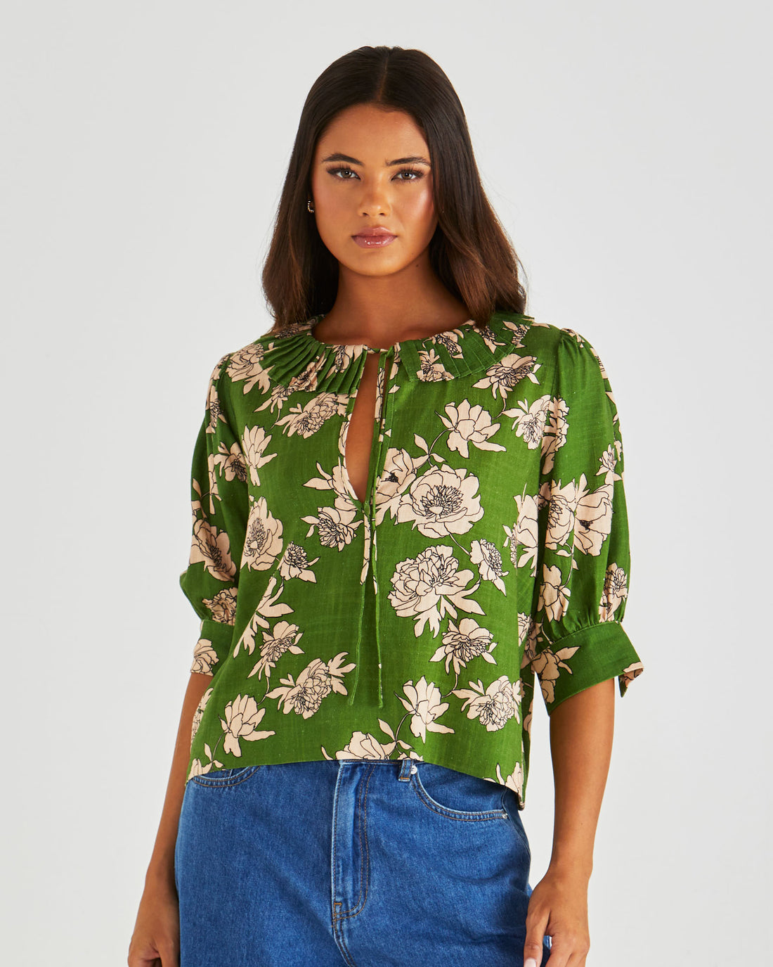 Antonie Pleated Blouse moonflower