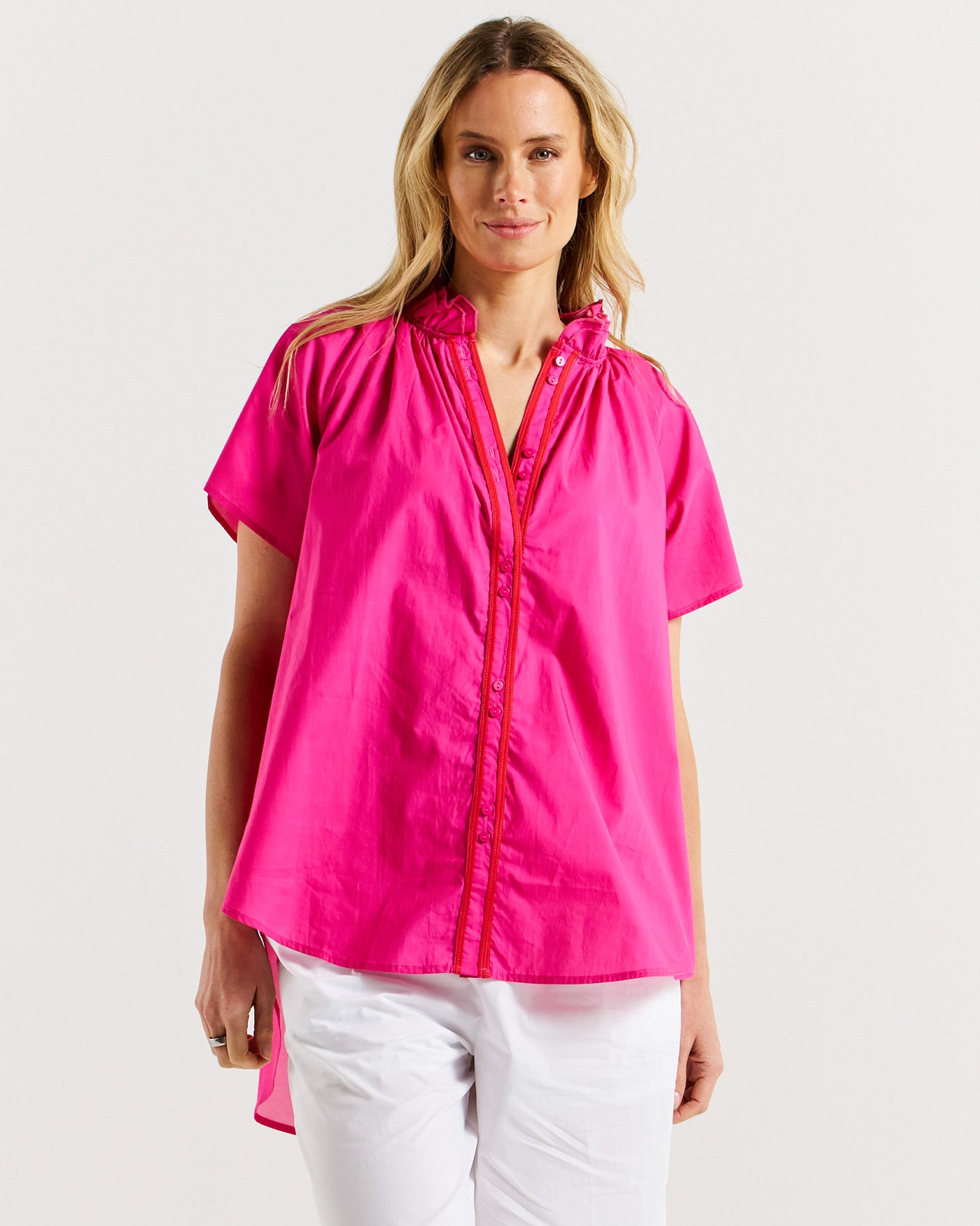 Caspian cotton blouse pink/red