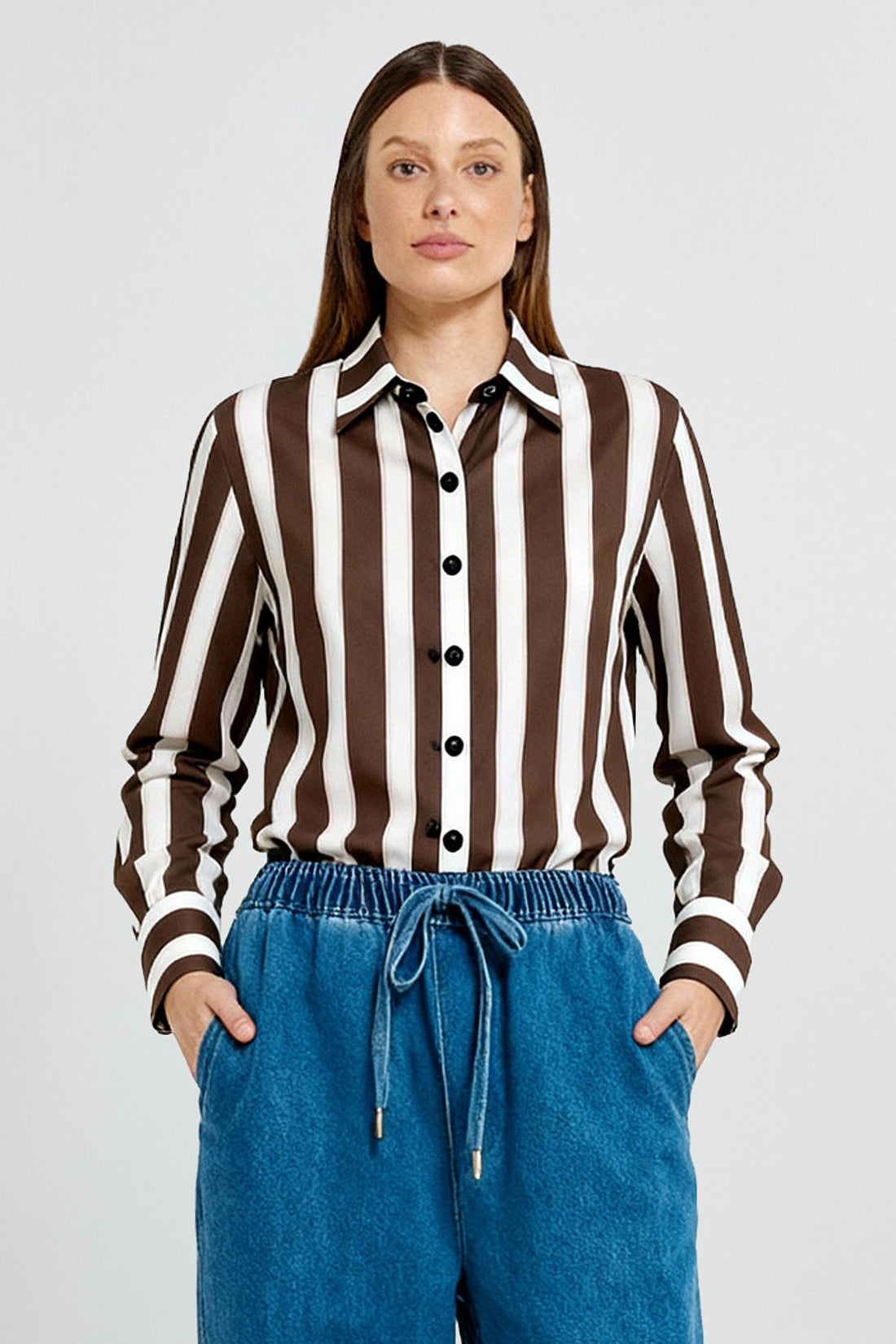 Coco Striped Shirt choc/pink
