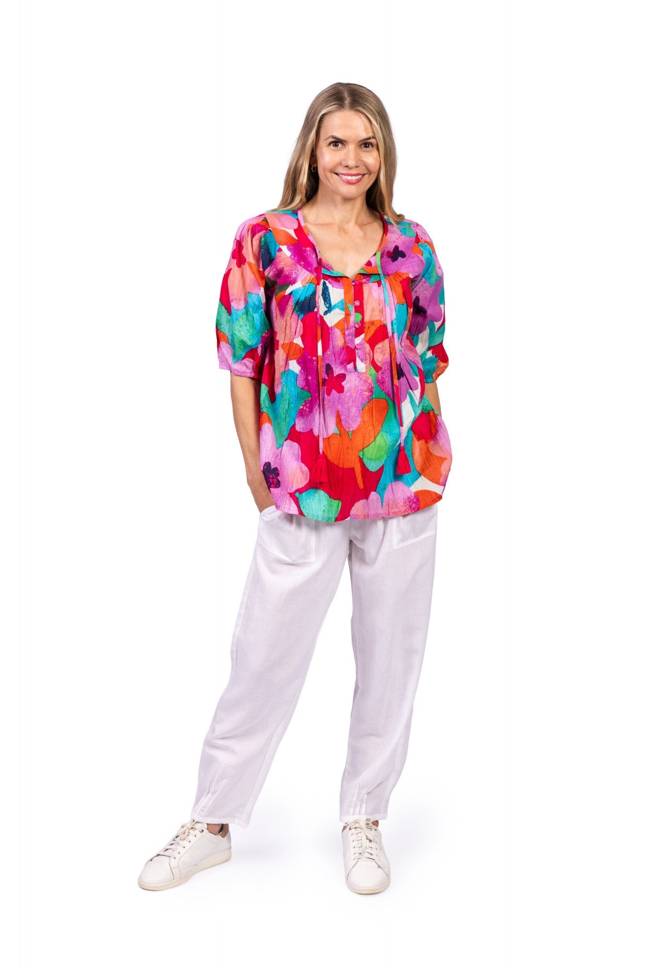 Lrg Floral 2 -Tessa V Neck