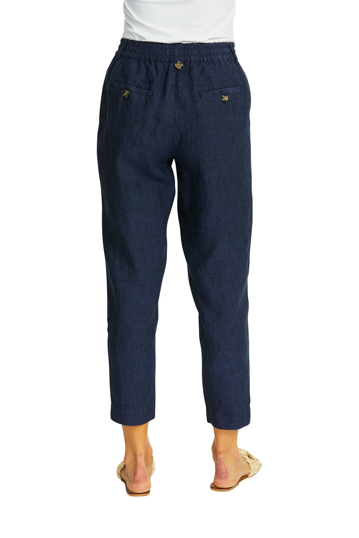 Ava Pullon Linen Pant Navy