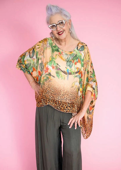 Jungle Silk Top - beige