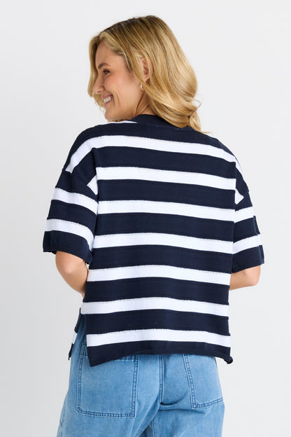 Libby Boxy Top - navy stripe