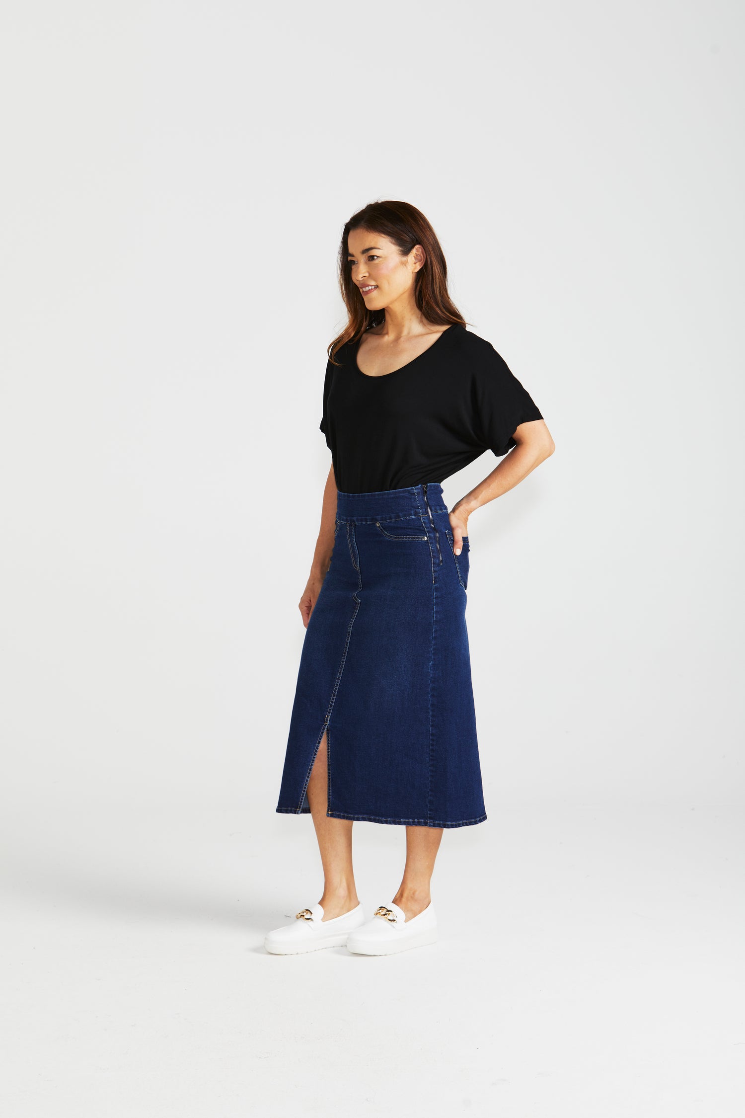 Shelby stretch denim skirt