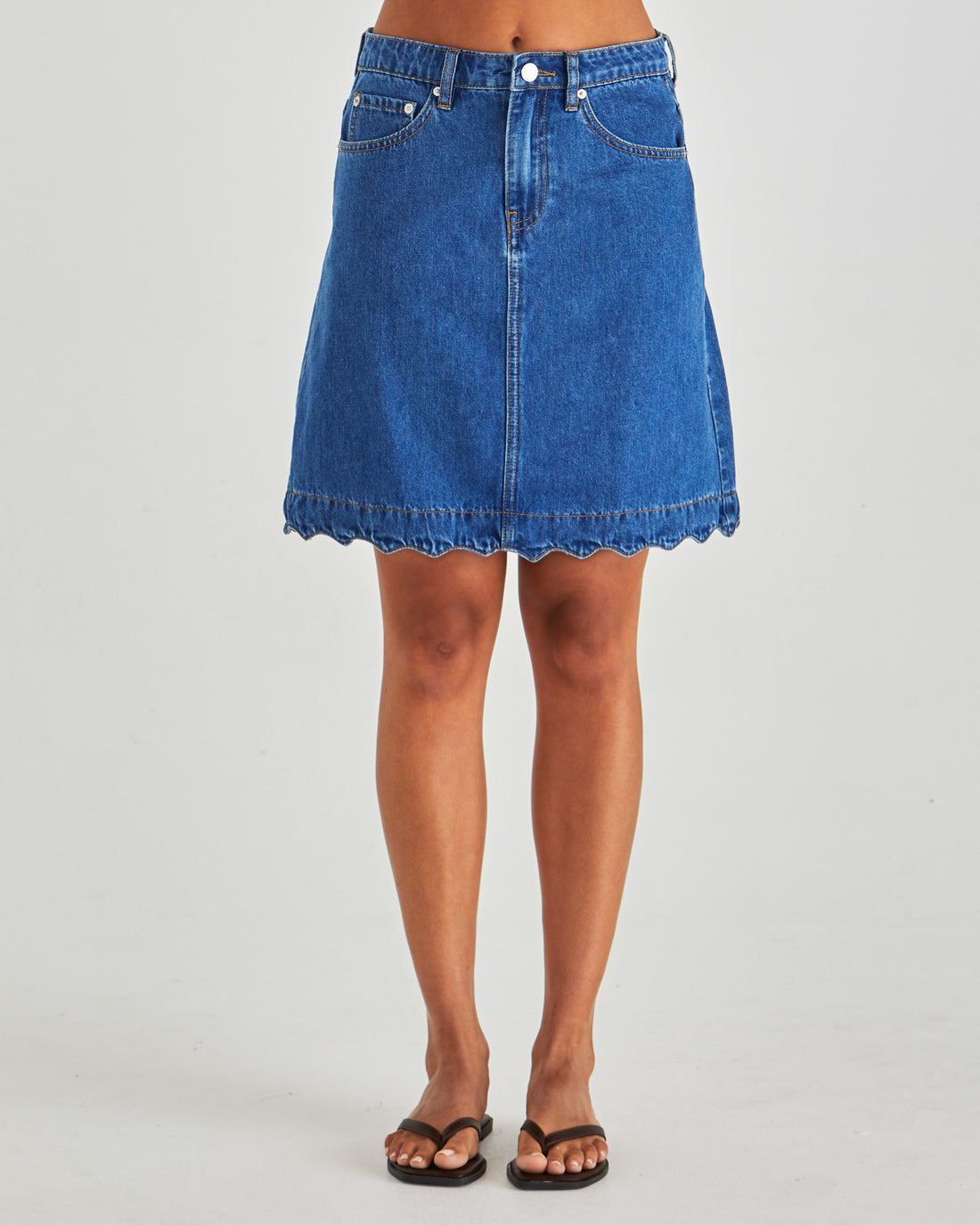 Vale Scalloped Denim Skirt