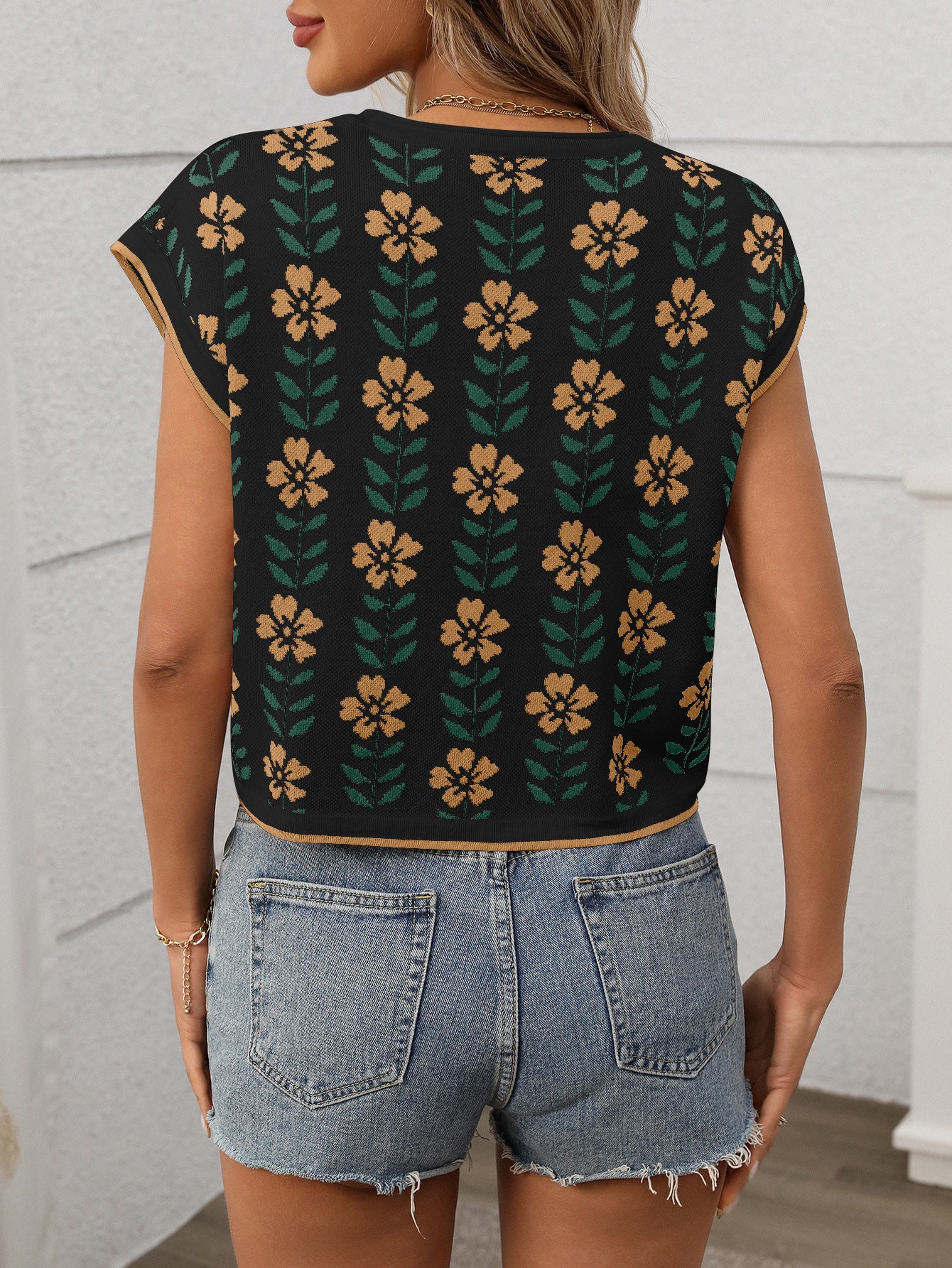 Rebecca knit floral blouse black