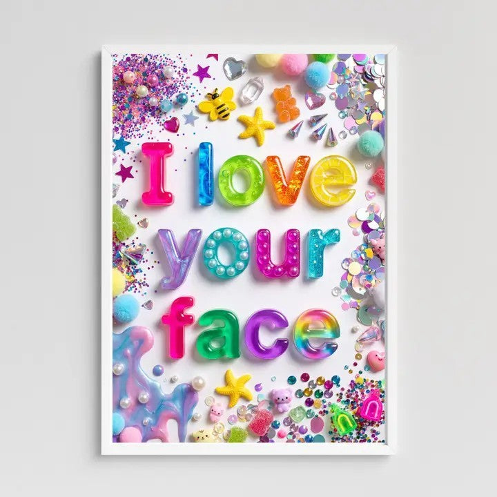 I Love Your Face Collage Art Print A4