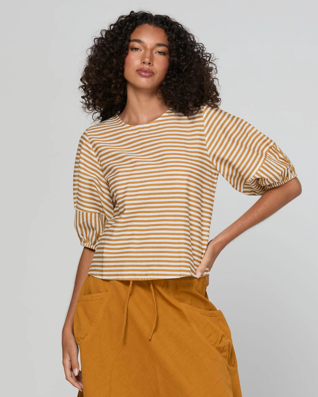 Ava Top Mustard Stripe