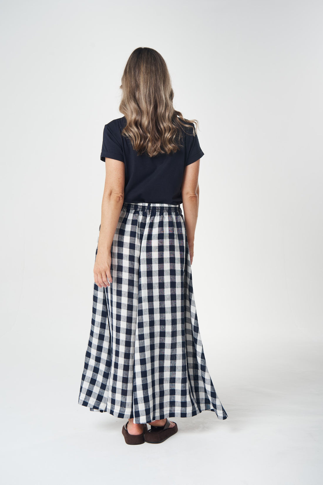 Field Maxi Gingham Skirt - navy
