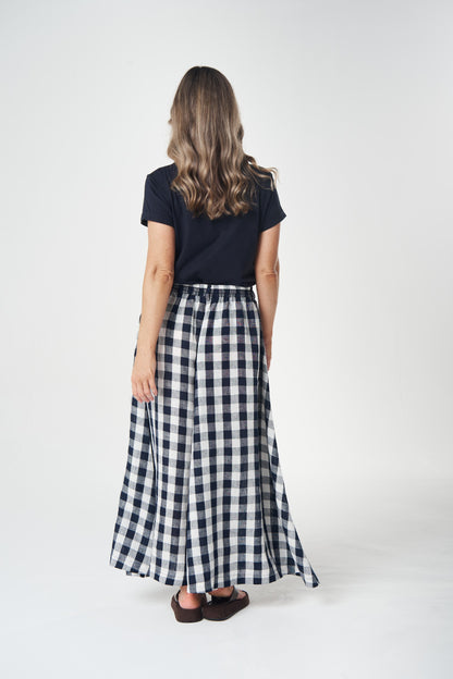 Field Maxi Gingham Skirt - navy