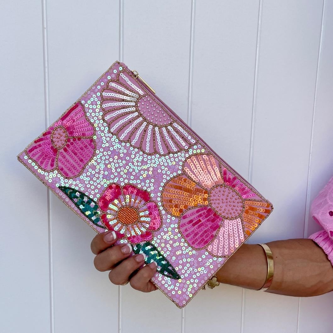 Pink Flower Clutch