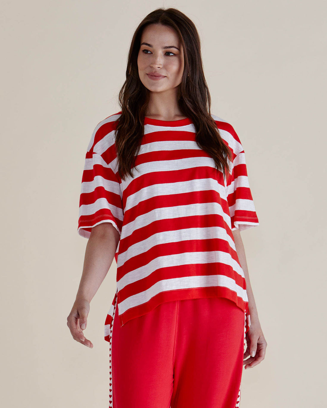 Relax Boxy Tee red stripe
