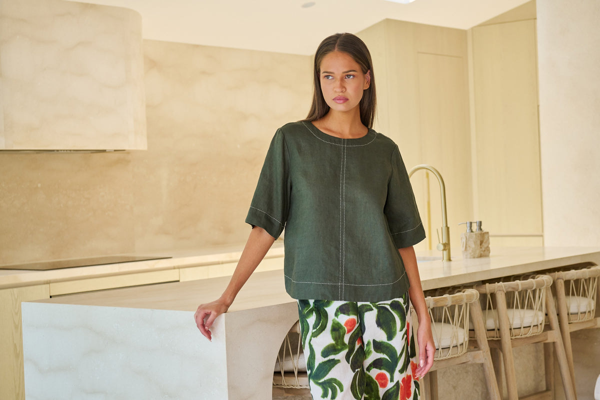 Topiary Linen Top