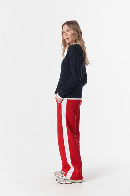 Glow V neck knit navy