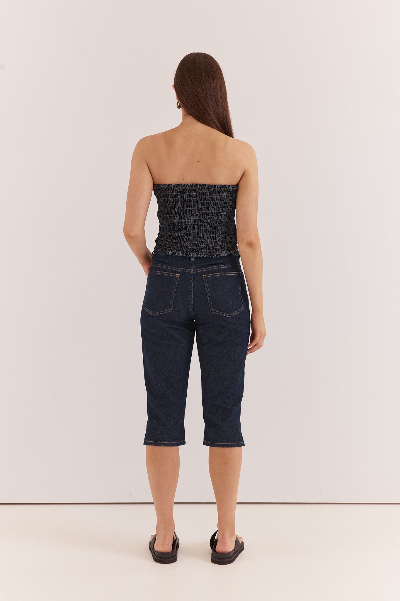 Lela Denim Pedal Pushers - navy