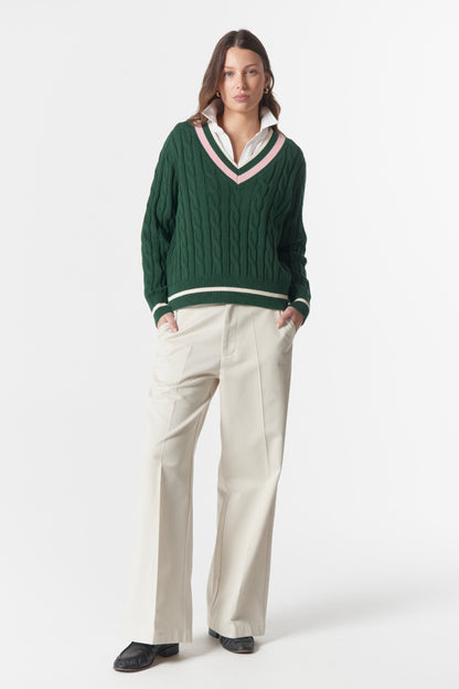 Cheeky Deep V Knit lush green