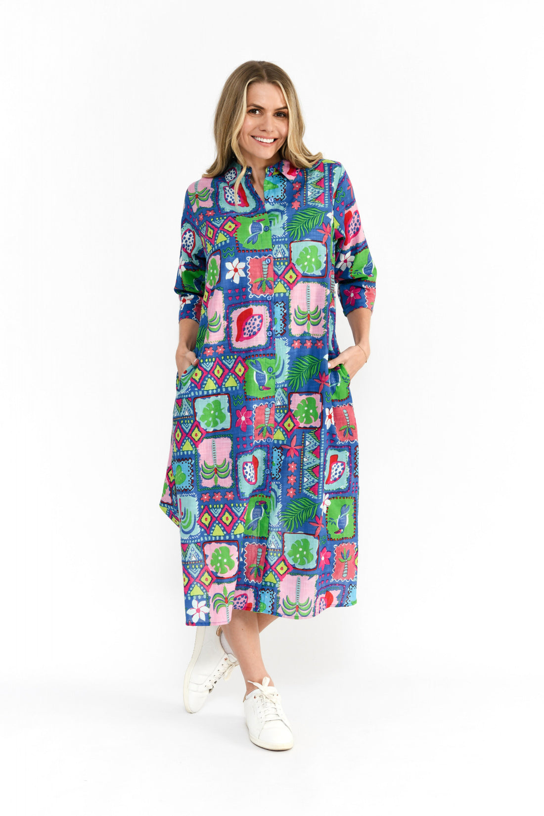 Sofia Shirt Dress Trop Blue