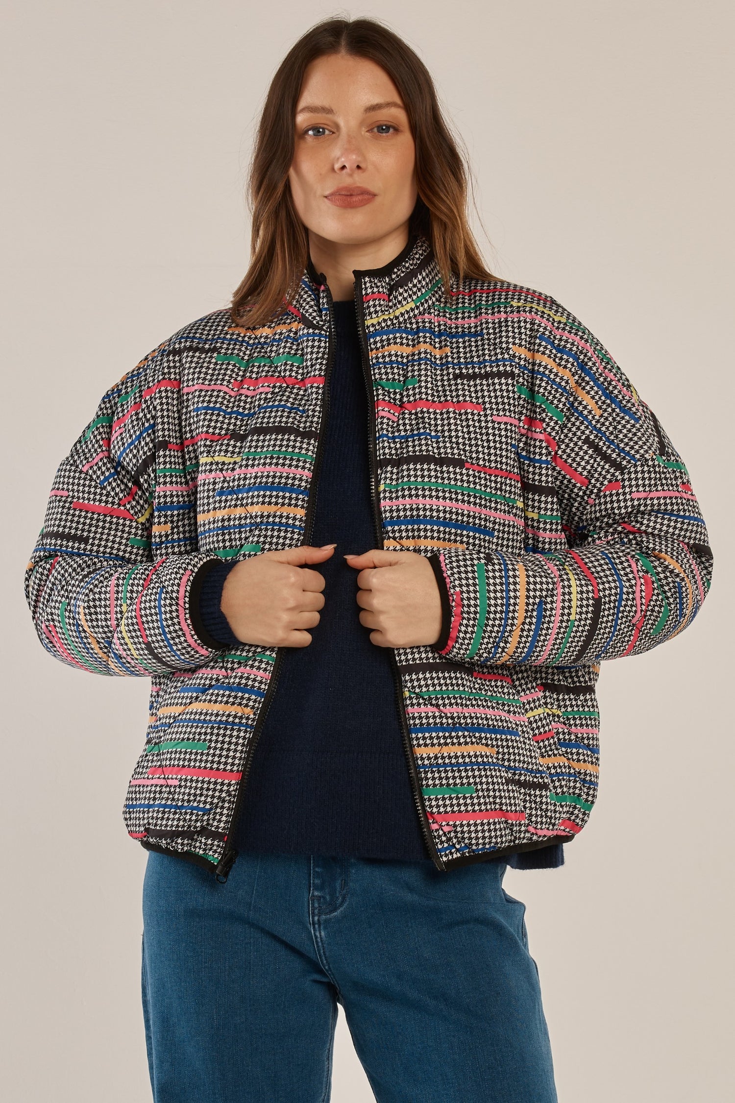 Finch Reversible Jacket Rainbow/Houndstooth