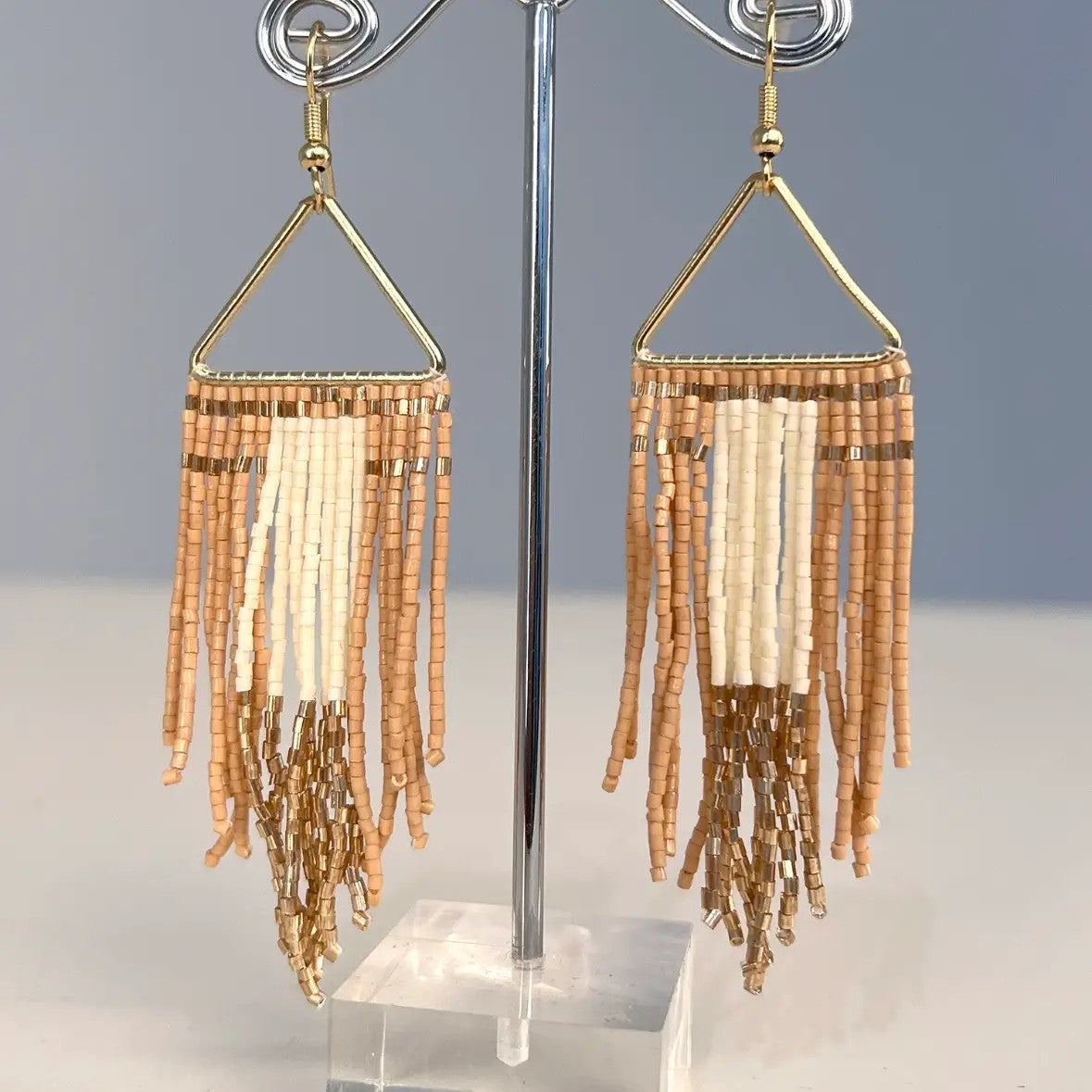Boho Beaded Fringe Earrings