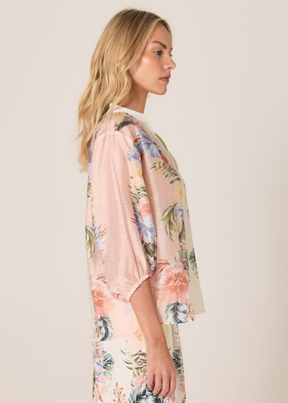 Solara Split Neck Blouse Pink
