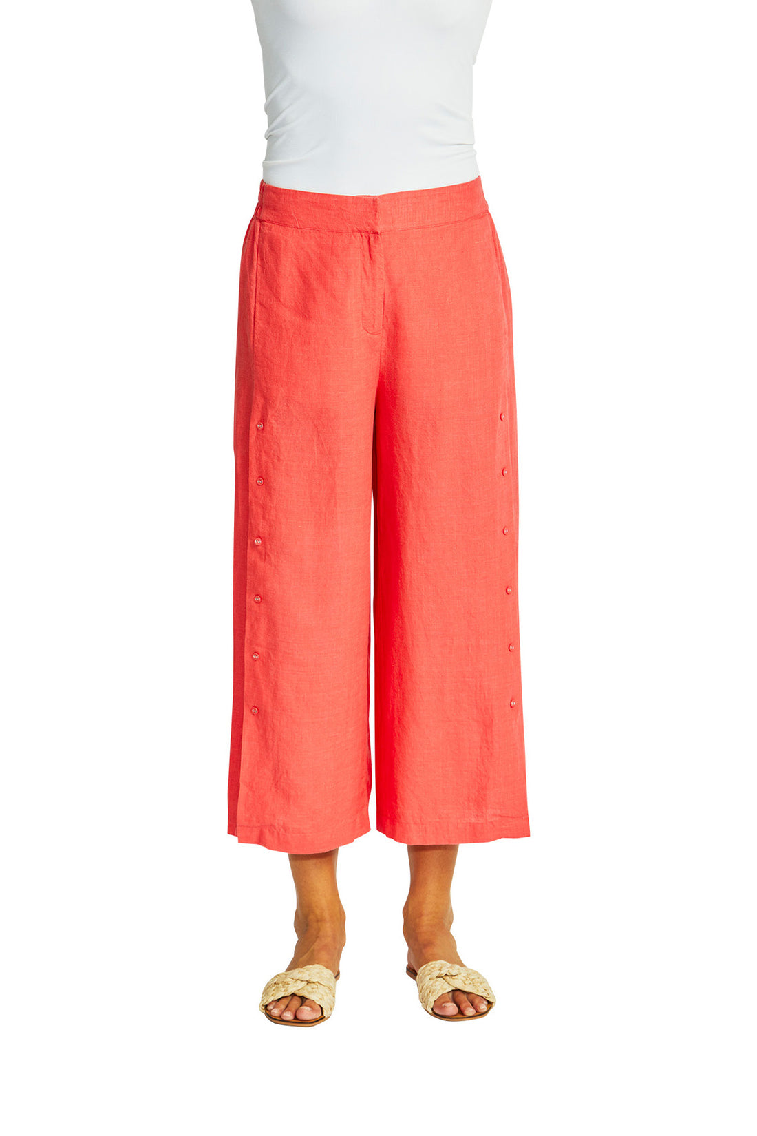 Gabi Linen Button Culotte Coral