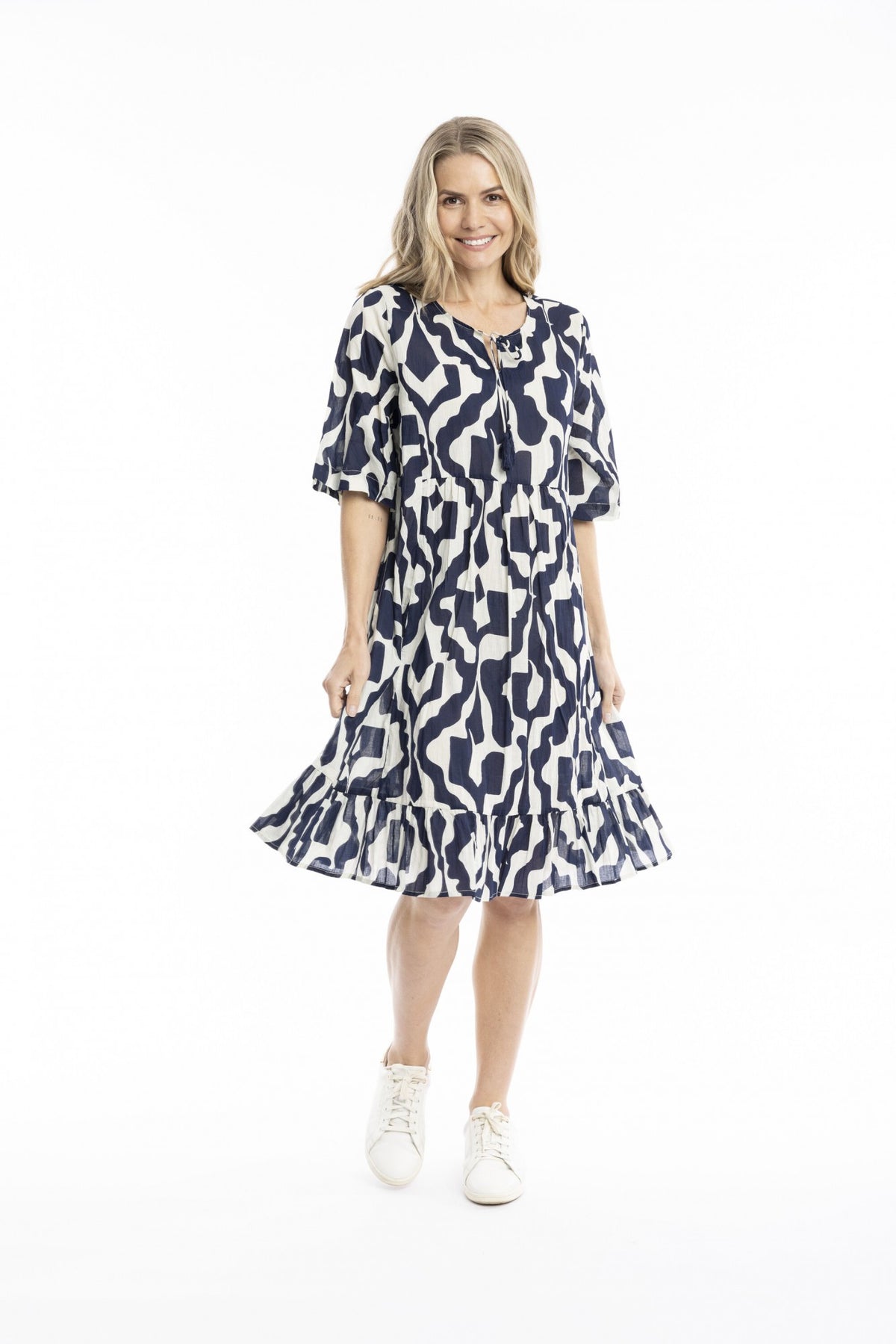 Charlie tassel dress - Bold art navy