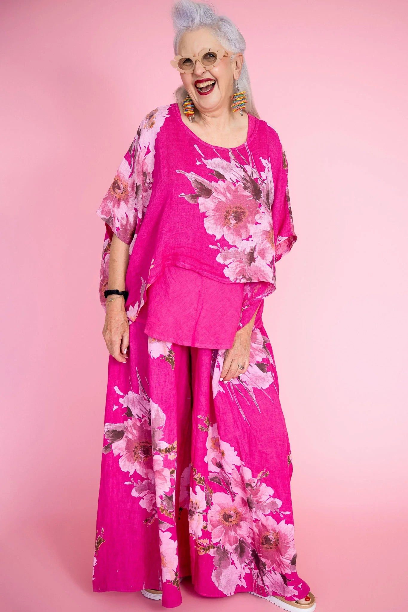 Tia Floral Top - fuschia