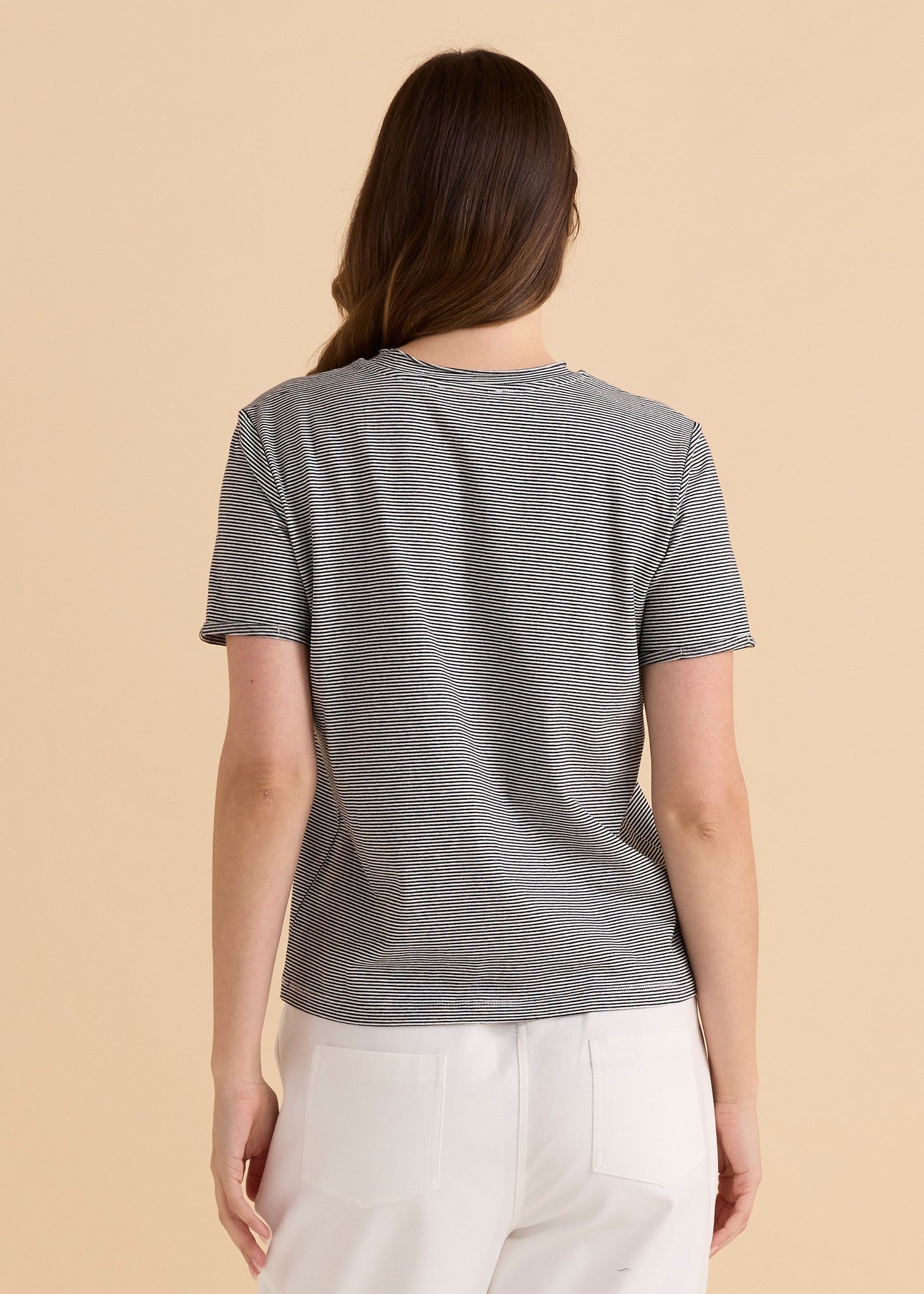 Cotton Slim Fit Tee Black Stripe