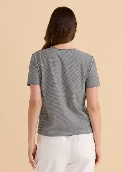 Cotton Slim Fit Tee Black Stripe