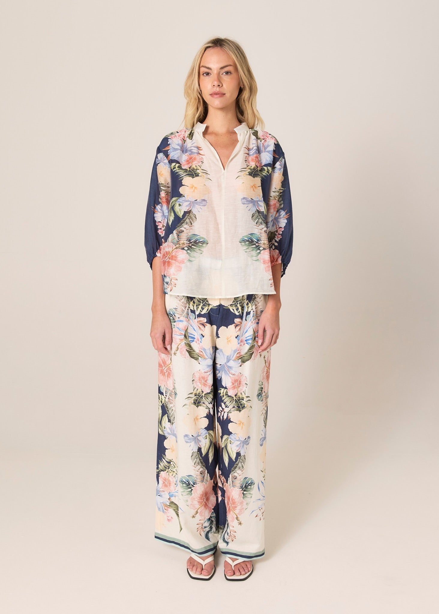 Solara Print Pant Navy